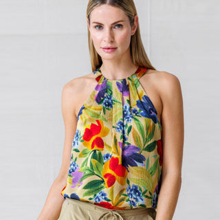 go draped over halter print