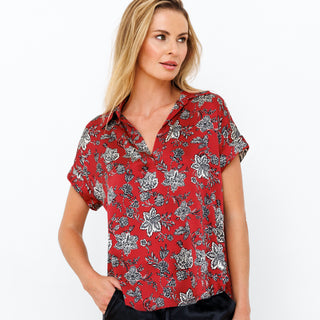 go luxe polo top print