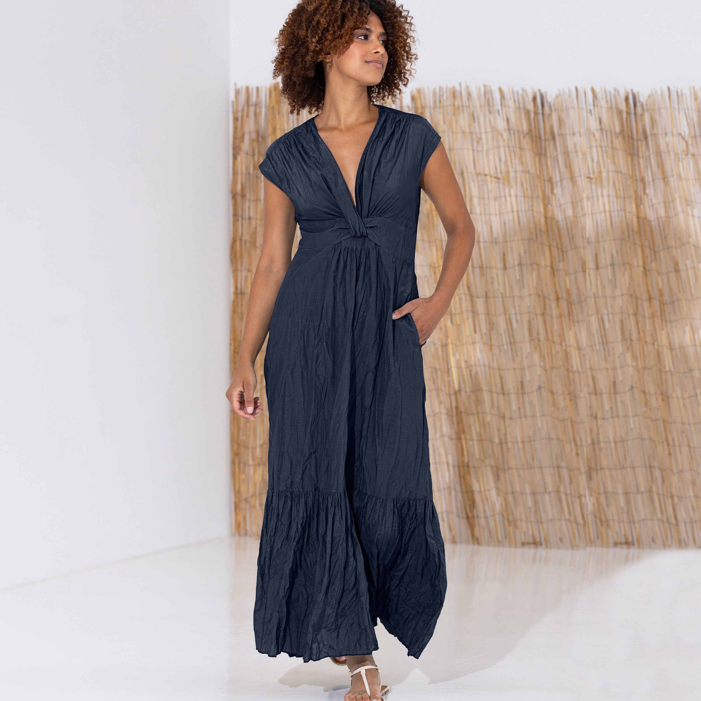 go crinkle cut twist dress Midnight Blue / 0 go crinkle cut twist dress Midnight Blue / 0