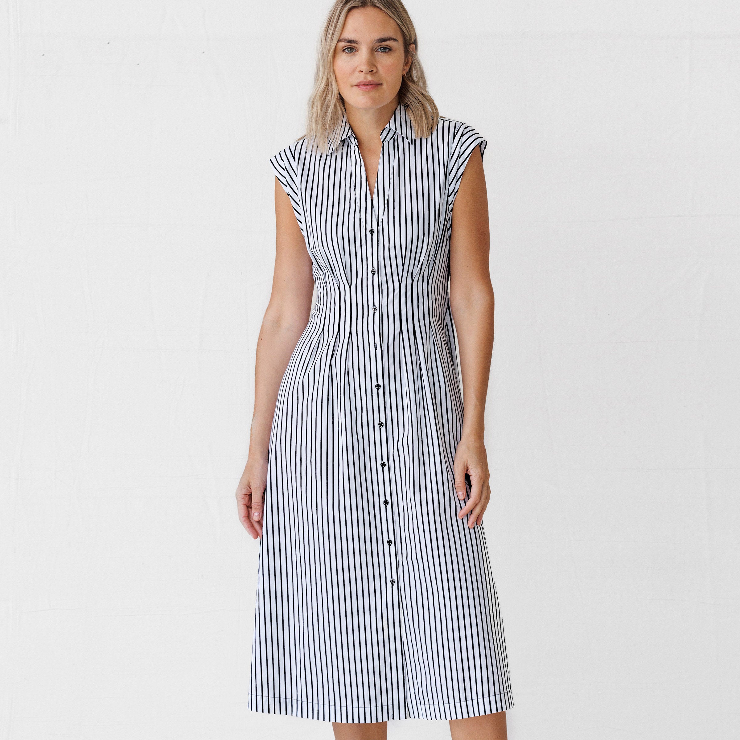 cotton fit flare dress Cotton Blend Seersucker Fit-And-Flare Dress