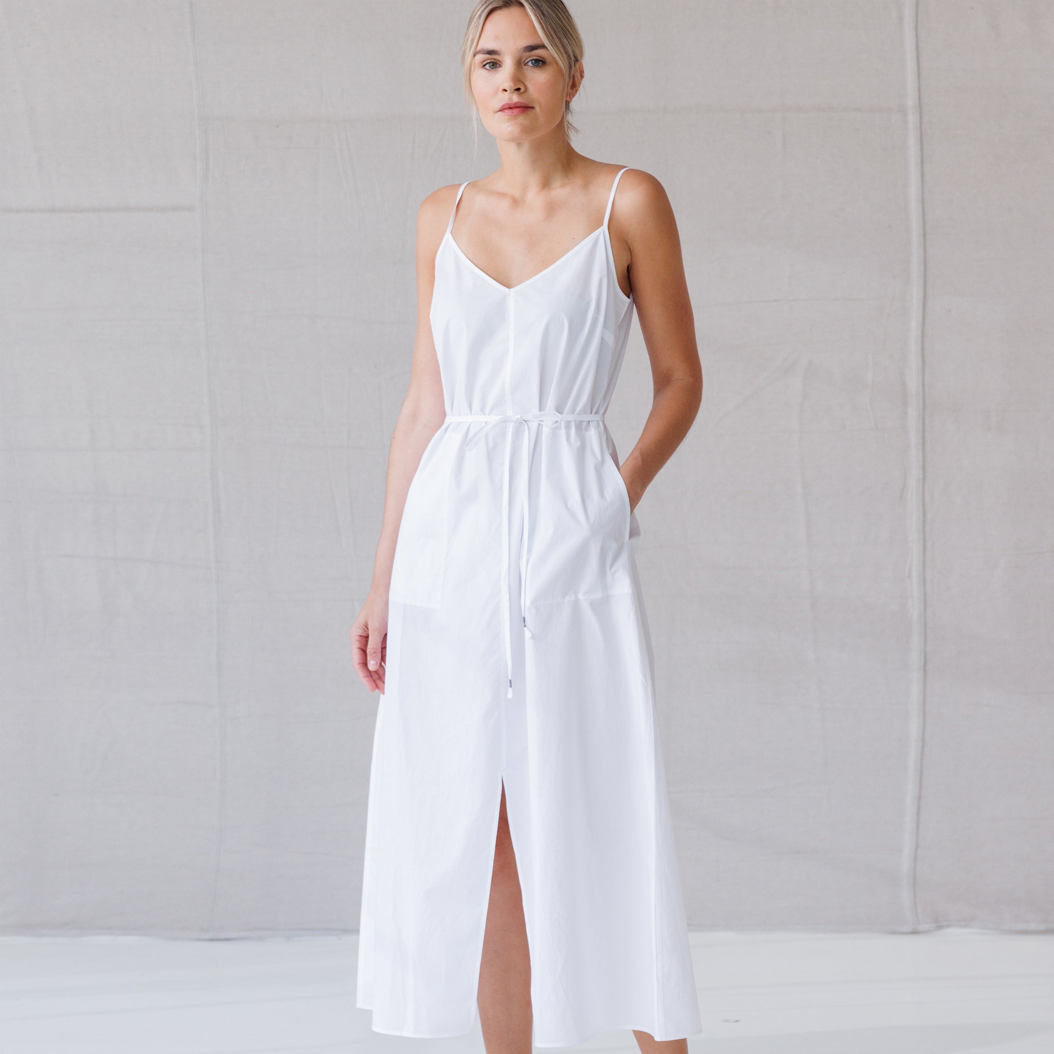 Go Cotton Slip'ry Slope Dress White / Large Go Cotton Slip'ry Slope Dress White / Large