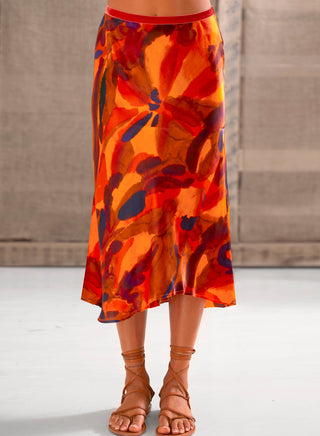 ICONIC go luxe bias skirt print