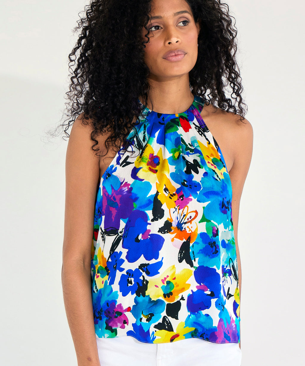 go draped over halter print – go> by gosilk