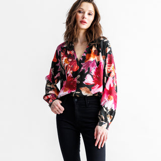 go pleats please peasant top print