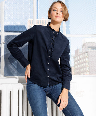 go corduroy ruffle top