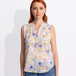 go cotton ruffle me up top print
