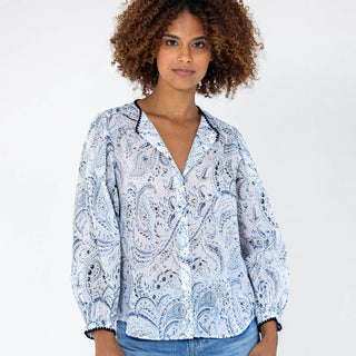 go cotton beat poet blouse print