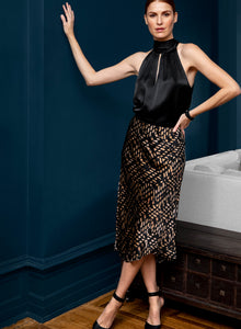 ICONIC go luxe bias skirt print