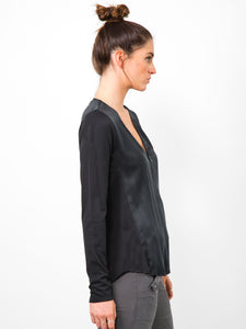 ICONIC go zippy redux - Machine washable pull over silk charmeuse top with metal zipper detail and finished with our signature raw edge hems for this best selling ICONIC style. 