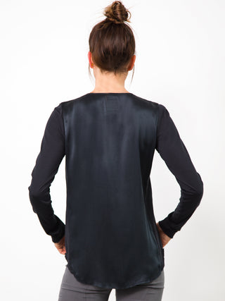 ICONIC go zippy redux - Machine washable pull over silk charmeuse top with metal zipper detail and finished with our signature raw edge hems for this best selling ICONIC style. 