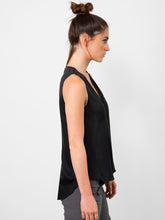 Load image into Gallery viewer, ICONIC go zippy tank luxe - Machine washable pull over silk charmeuse sleeveless top with metal zipper detail and finished with our signature raw edge hems. This is our best selling ICONIC style. 