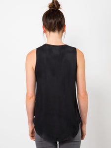 ICONIC go zippy tank luxe - Machine washable pull over silk charmeuse sleeveless top with metal zipper detail and finished with our signature raw edge hems. This is our best selling ICONIC style. 